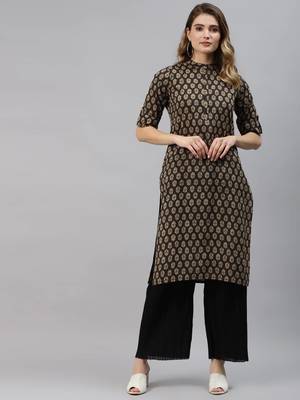 Black printed cotton ethnic-kurtis 1