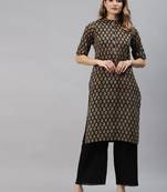 Black printed cotton ethnic-kurtis