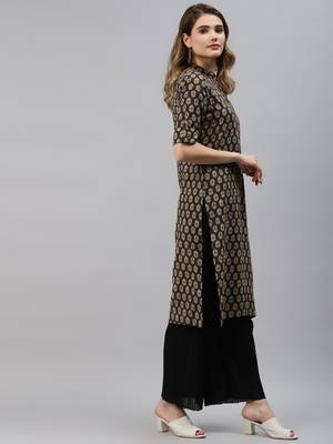 Black printed cotton ethnic-kurtis 3