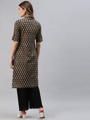 Black printed cotton ethnic-kurtis 4