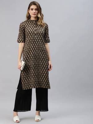 Black printed cotton ethnic-kurtis 5