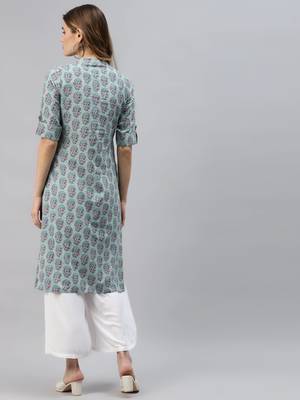 Blue printed cotton ethnic-kurtis 4