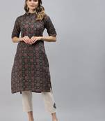 Black printed cotton ethnic-kurtis