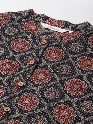 Black printed cotton ethnic-kurtis 2