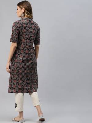 Black printed cotton ethnic-kurtis 4