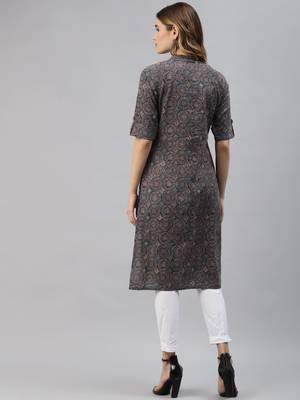 Navy-blue printed cotton ethnic-kurtis 4