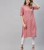Pink printed cotton ethnic-kurtis