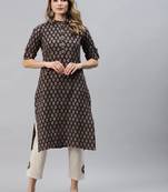 Black printed cotton ethnic-kurtis