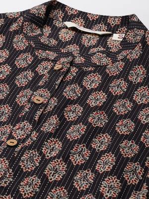 Black printed cotton ethnic-kurtis 2