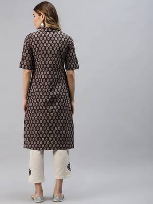 Black printed cotton ethnic-kurtis 4