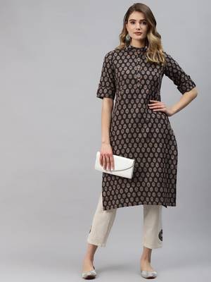 Black printed cotton ethnic-kurtis 5