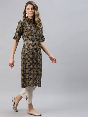 Black printed cotton ethnic-kurtis 3