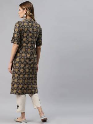 Black printed cotton ethnic-kurtis 4