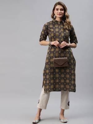 Black printed cotton ethnic-kurtis 5