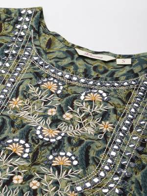 Green embroidered cotton ethnic-kurtis 2