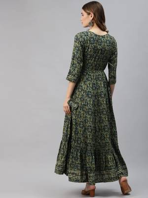 Green embroidered cotton ethnic-kurtis 4