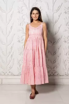 Pink Geometric Block Print Tyre Dress