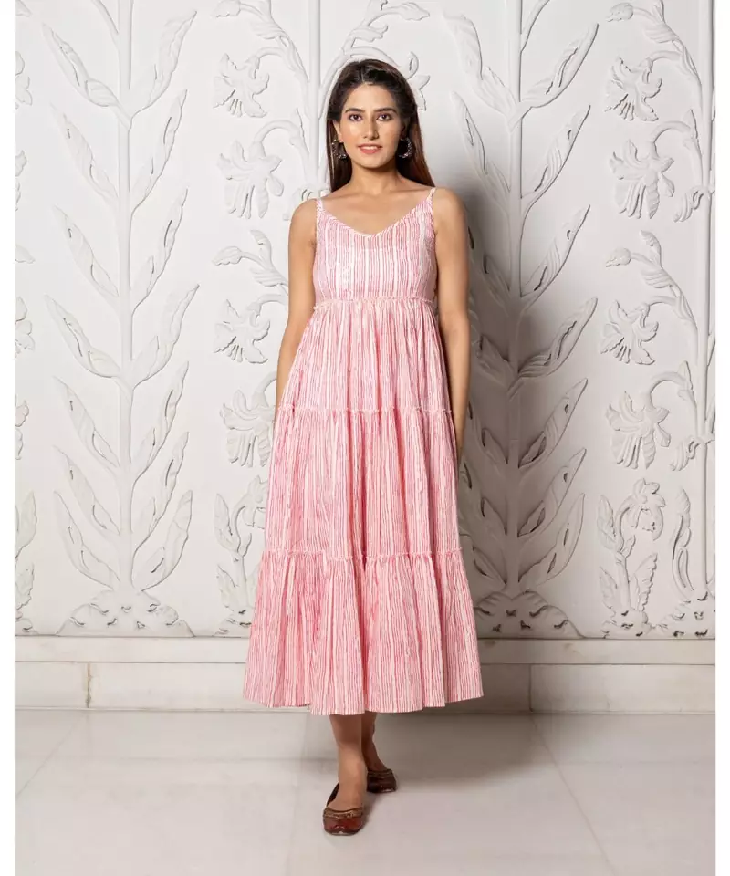 Pink Geometric Block Print Tyre Dress