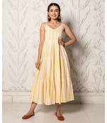 Yellow & White Geometric Block Print Tyre Dress