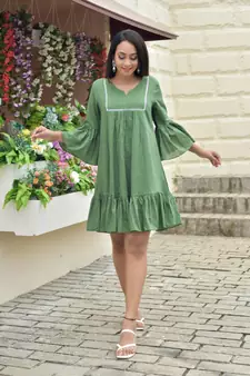 Olive Cotton Dress