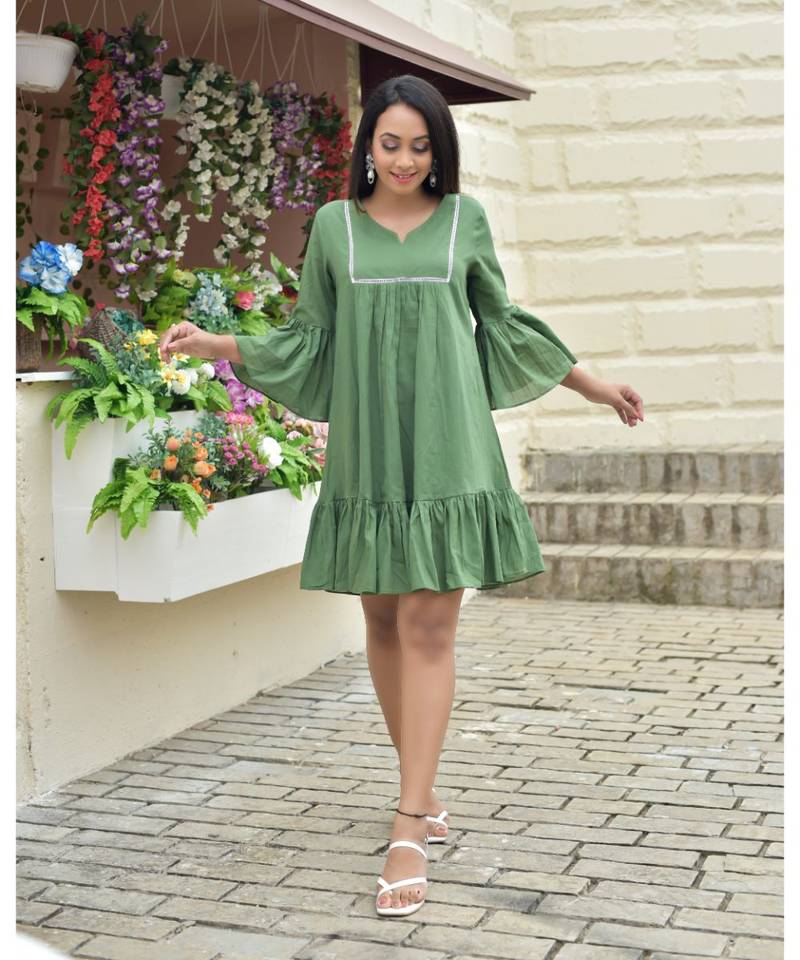 Olive Cotton Dress