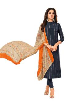 Blue printed crepe salwar