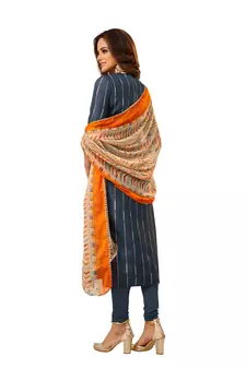 Blue printed crepe salwar