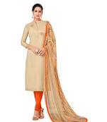 Beige thread embroidery chanderi salwar