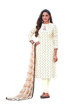 Cream sequins chanderi salwar