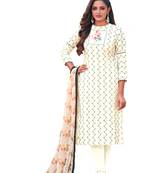 Cream sequins chanderi salwar