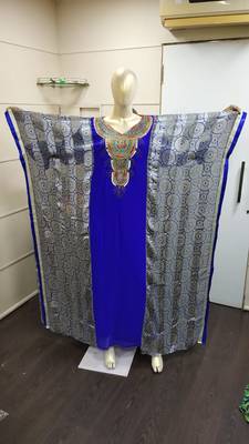 Blue Zari Work Gerogette Islamic Style Arabian Partywear Farasha 1