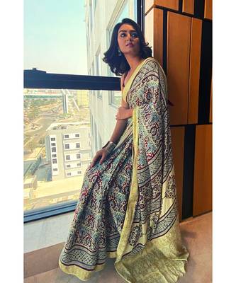 multicolor Ajrakh on modal silk 1