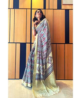 multicolor Ajrakh on modal silk 2