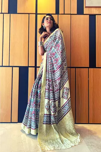 multicolor Ajrakh on modal silk