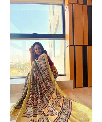 multicolor Ajrakh on modal silk 3