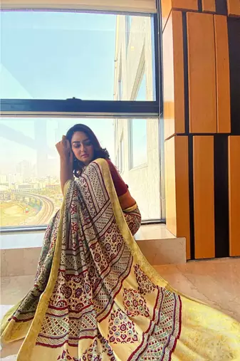 multicolor Ajrakh on modal silk