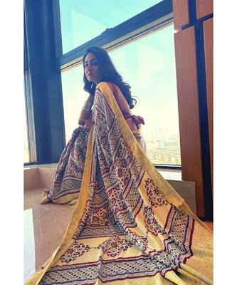 multicolor Ajrakh on modal silk 4
