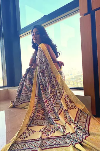 multicolor Ajrakh on modal silk