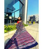 multicolor Ajrakh handcrafted on chanderi silk&  with running blouse