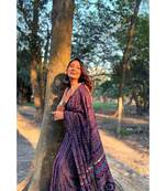 multicolor Ajrakh handcrafted on chanderi silk&  with running blouse