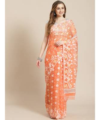 multicolor Jamdani on resham silk&  in hues of gorgeous rose gold 1