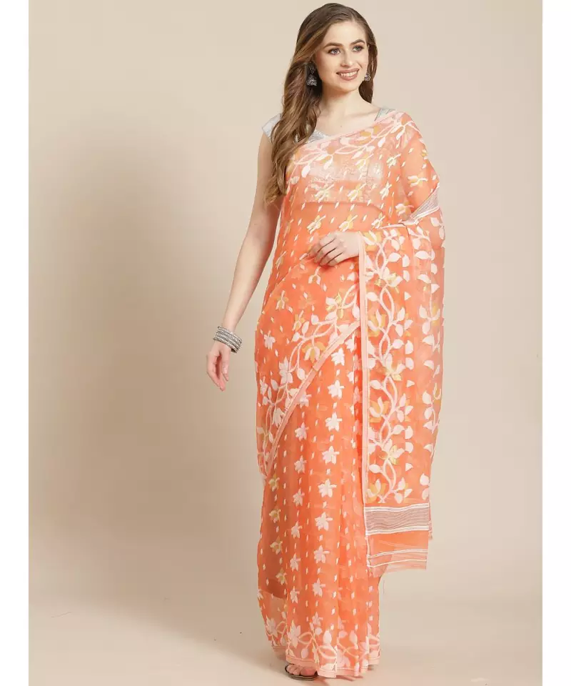 multicolor Jamdani on resham silk&  in hues of gorgeous rose gold