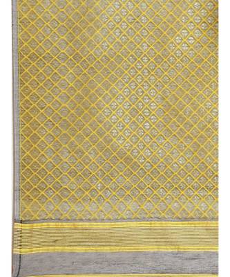 multicolor Jamdani on resham silk in yellow and grey melange 3