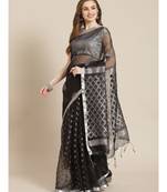 multicolor Jamdani on resham silk in black and silver melange