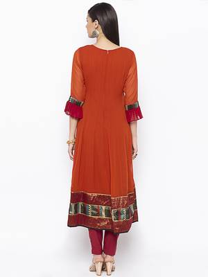 Brown embroidered georgette ethnic-Kurti 4