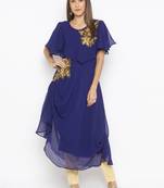 Blue embroidered georgette ethnic-Kurti