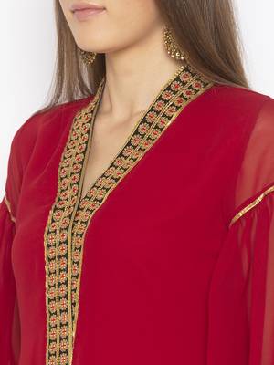 Maroon embroidered georgette ethnic-Kurti 5