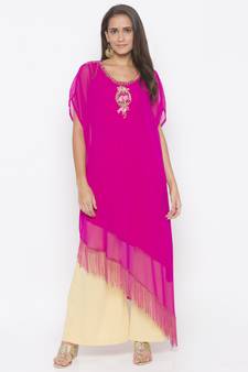 Pink embroidered georgette ethnic-Kurti