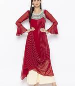 Maroon embroidered georgette ethnic-Kurti