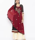 Maroon embroidered georgette ethnic-Kurti